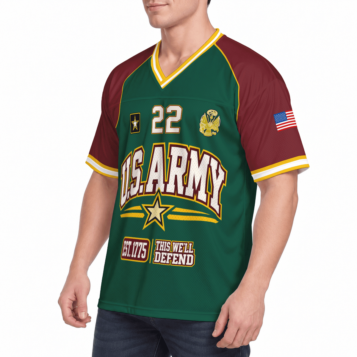Custom U.S. Army Jersey Personalized Rank Name and Jersey Number