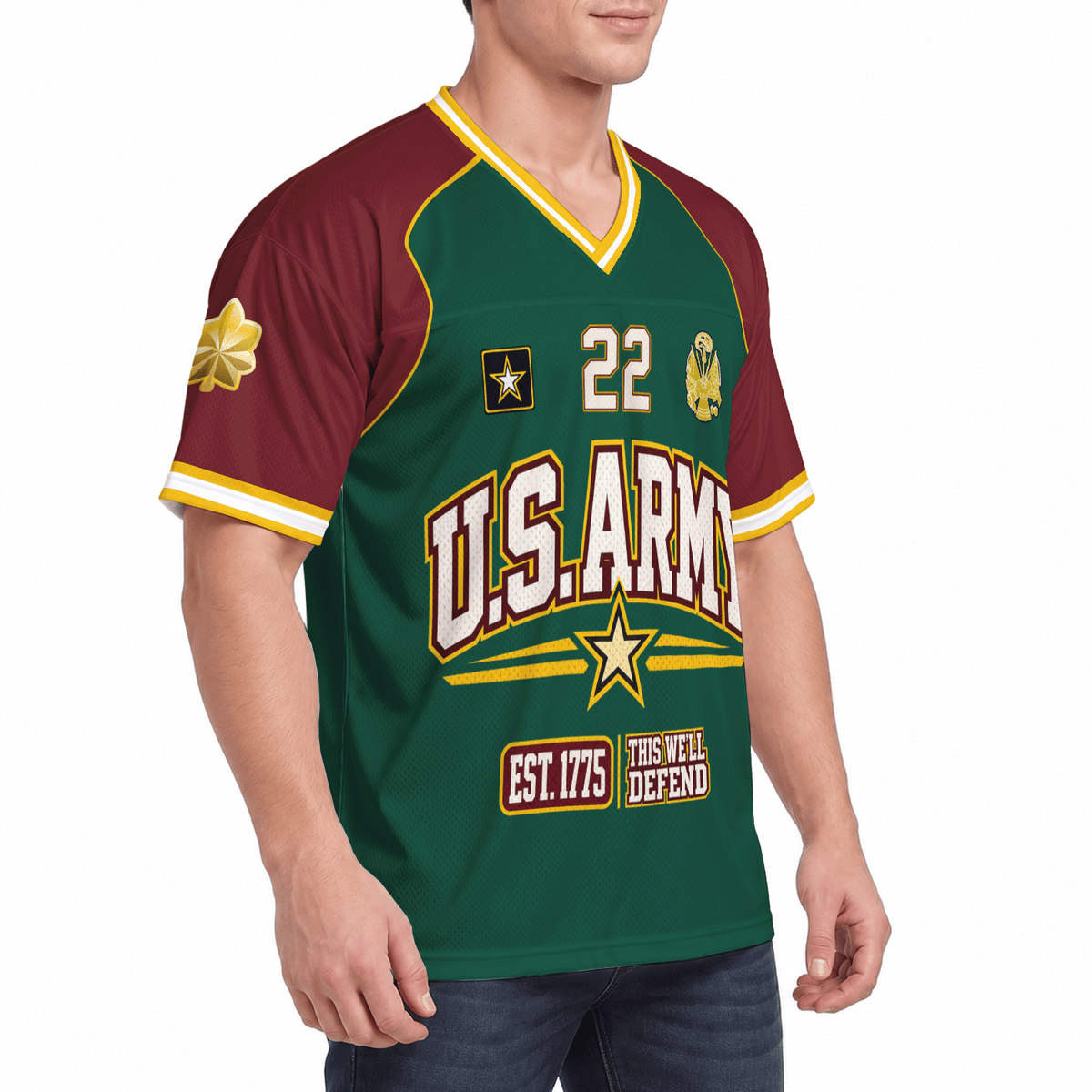 Custom U.S. Army Jersey Personalized Rank Name and Jersey Number