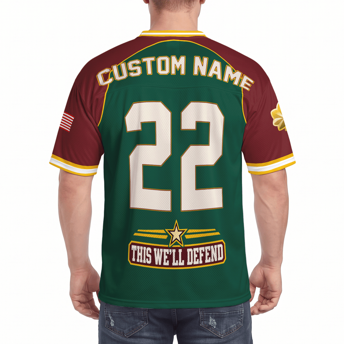 Custom U.S. Army Jersey Personalized Rank Name and Jersey Number