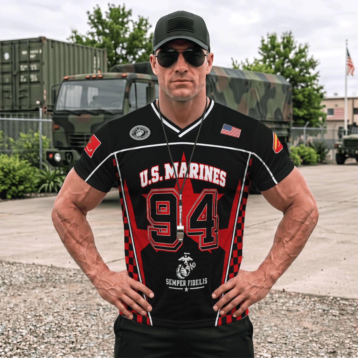 Personalized Marine Corps Sports Jersey Custom Rank Number and Text