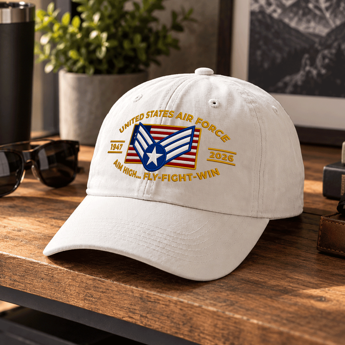 U.S. Air Force Embroidered Hat Custom Rank and Personalized Text
