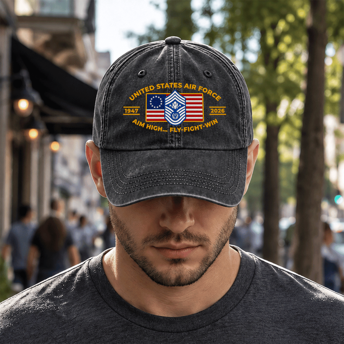 U.S. Air Force Embroidered Hat Custom Rank and Personalized Text