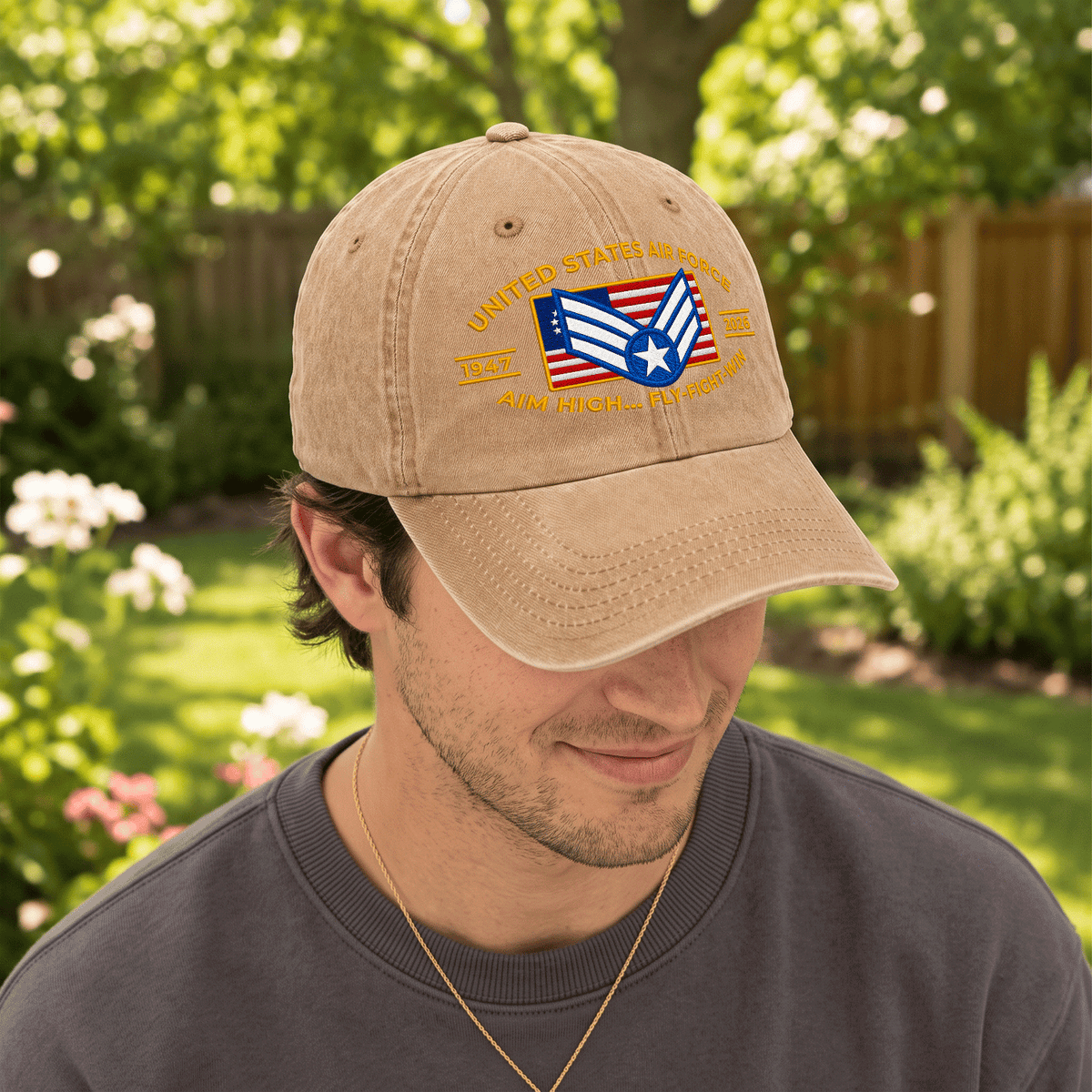 U.S. Air Force Embroidered Hat Custom Rank and Personalized Text