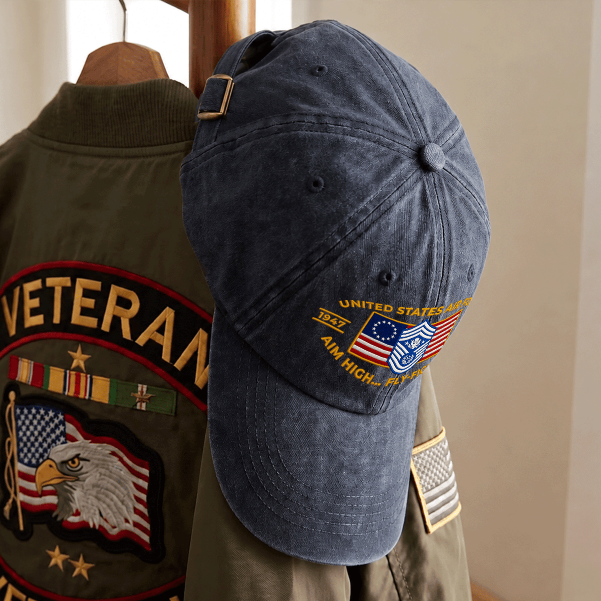 U.S. Air Force Embroidered Hat Custom Rank and Personalized Text