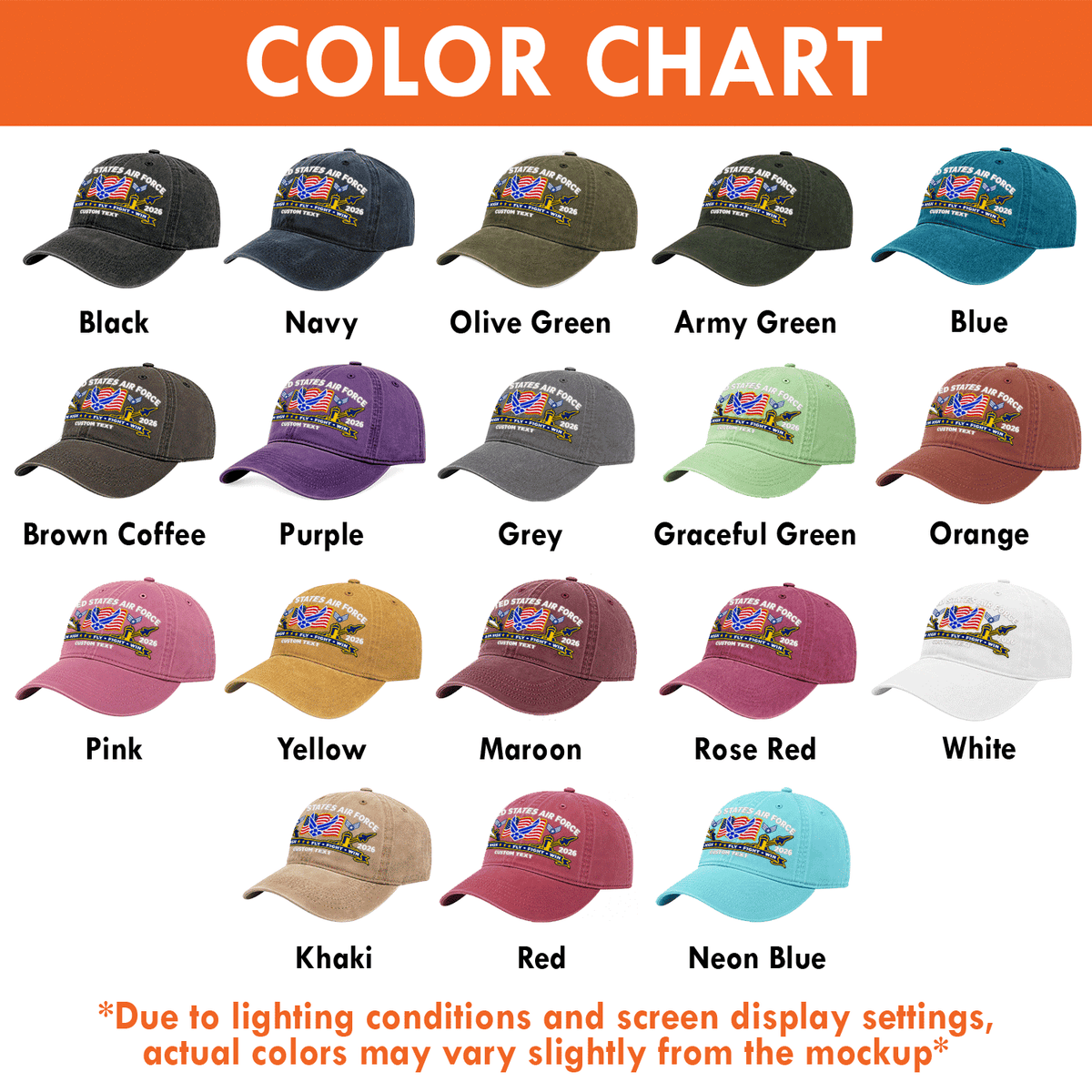 Personalized U.S. Air Force Cotton Cap Custom Rank and Text