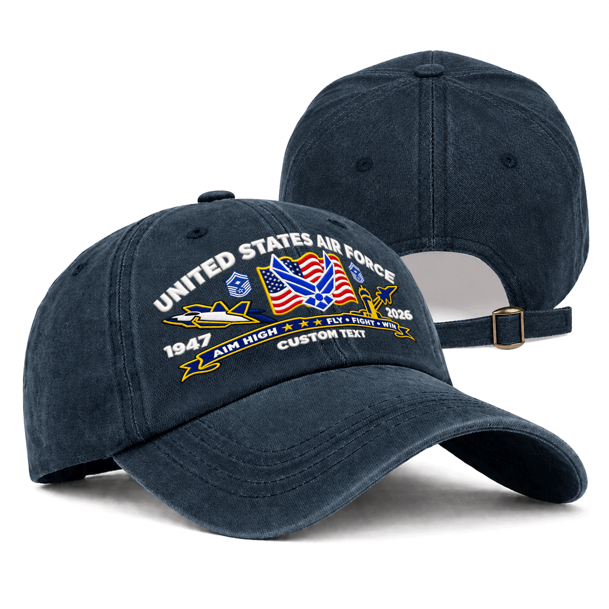 Personalized U.S. Air Force Cotton Cap Custom Rank and Text