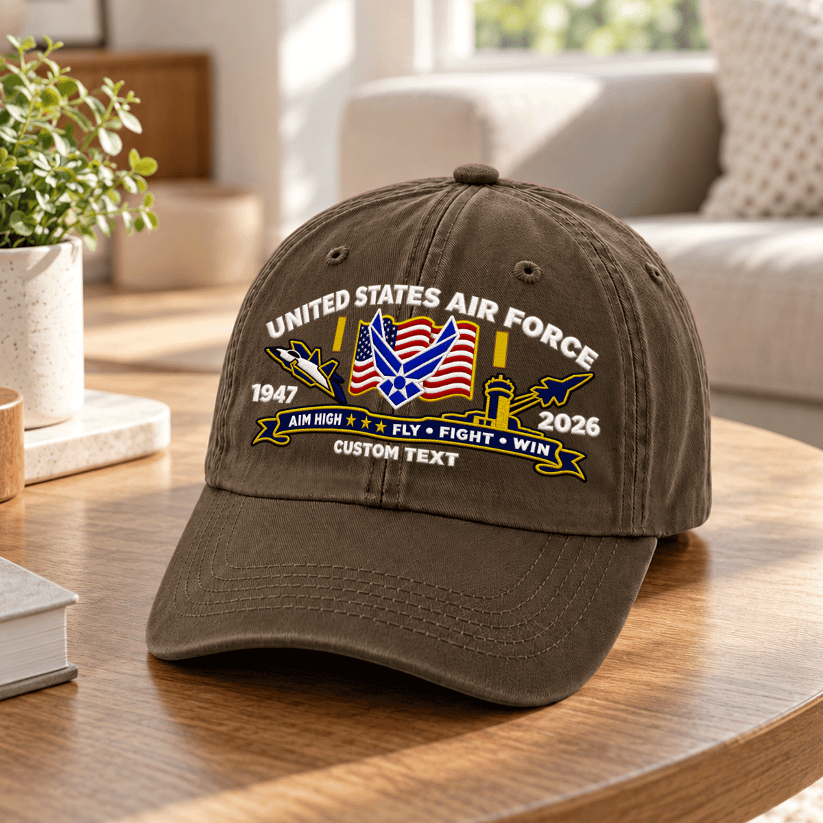 Personalized U.S. Air Force Cotton Cap Custom Rank and Text