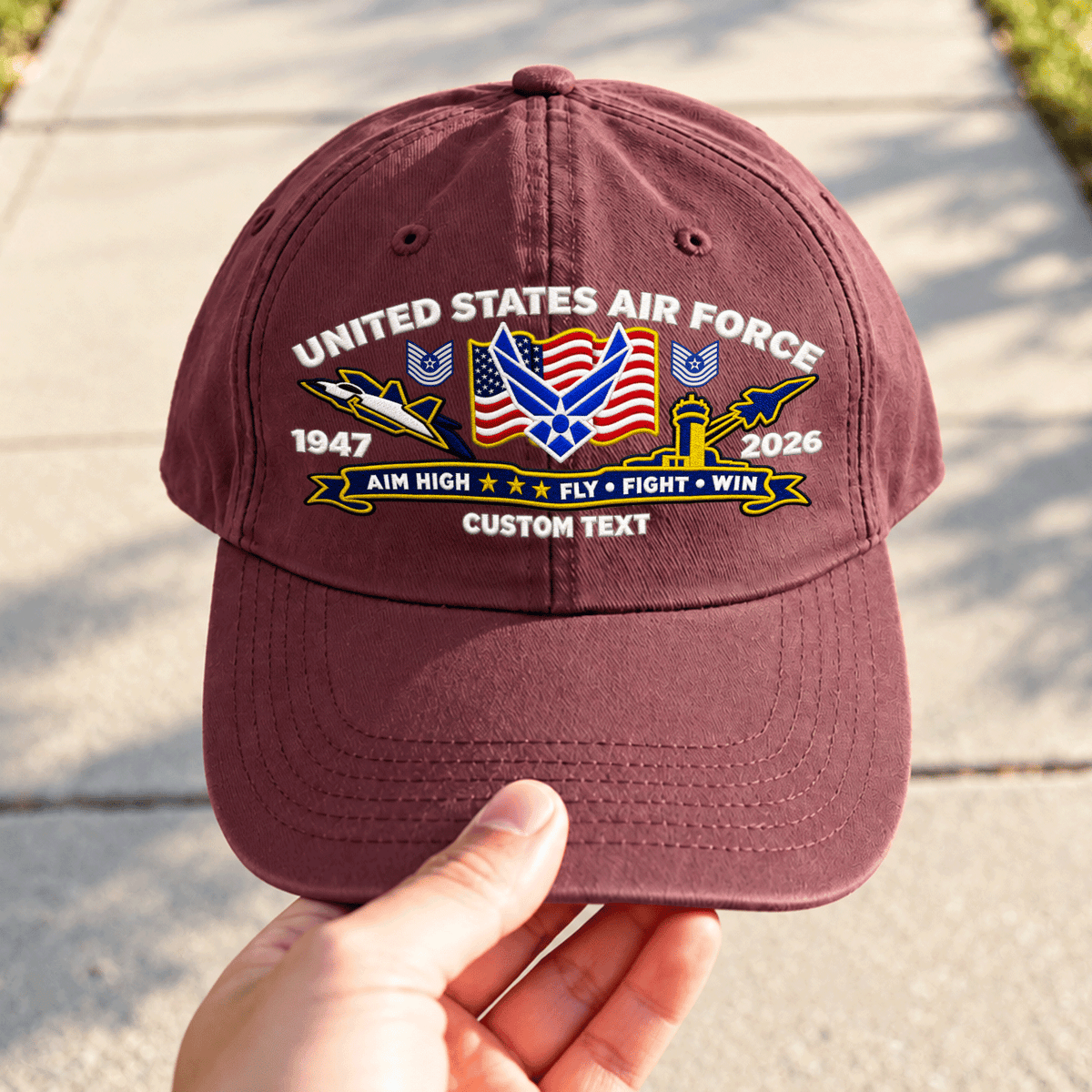 Personalized U.S. Air Force Cotton Cap Custom Rank and Text