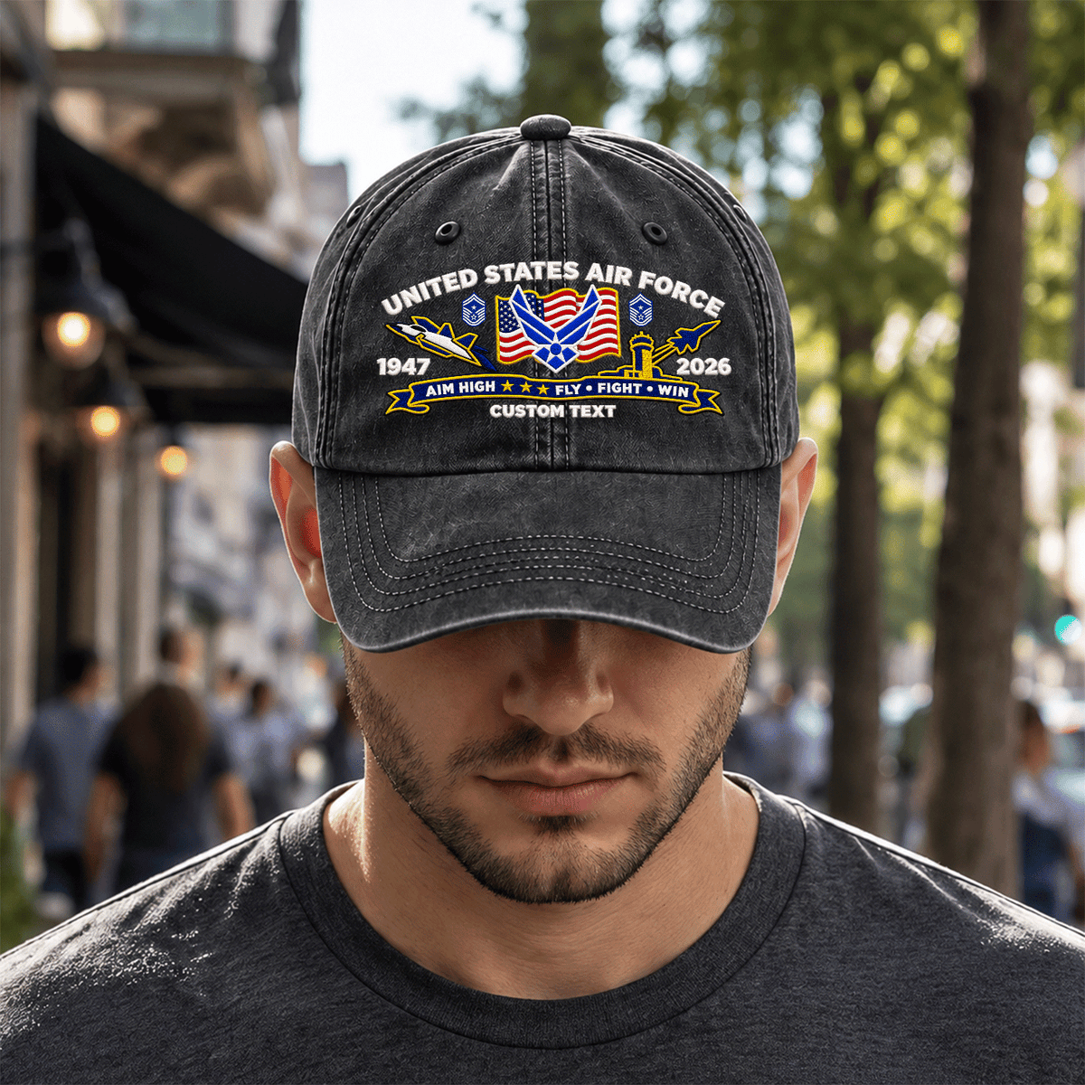 Personalized U.S. Air Force Cotton Cap Custom Rank and Text