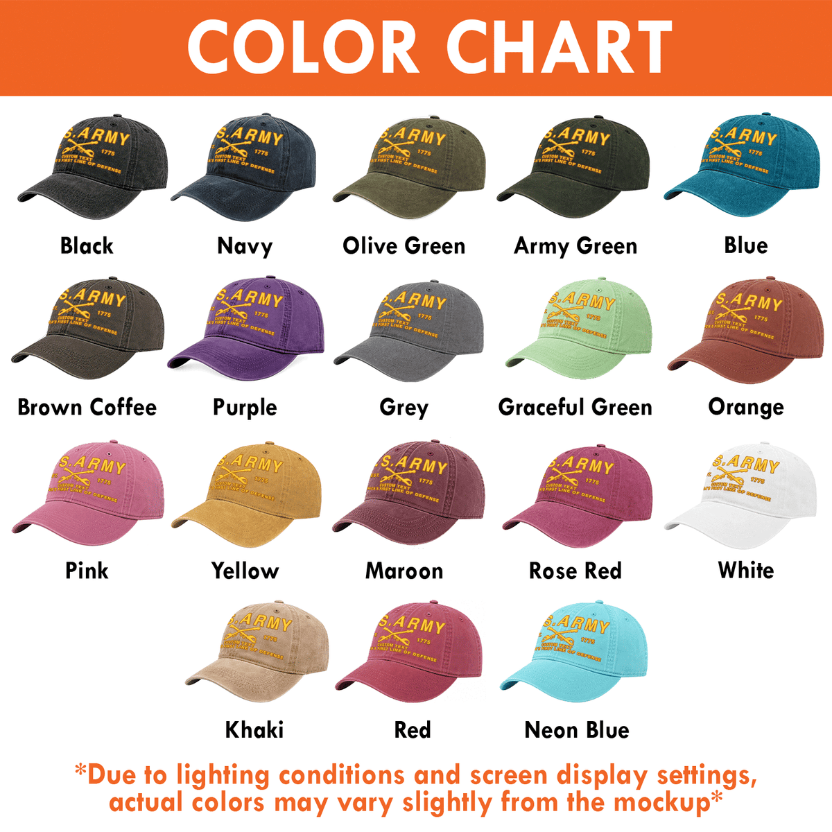 Custom U.S. Army Cotton Hat Personalized Rank and Name