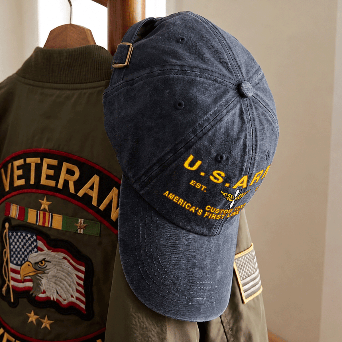 Custom U.S. Army Cotton Hat Personalized Rank and Name