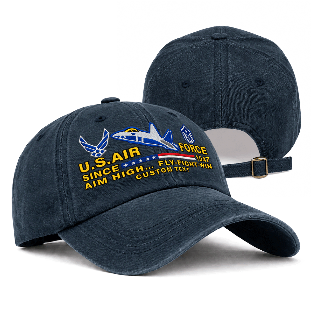 U.S. Air Force Washed Cap Personalized Rank Text Military Gift