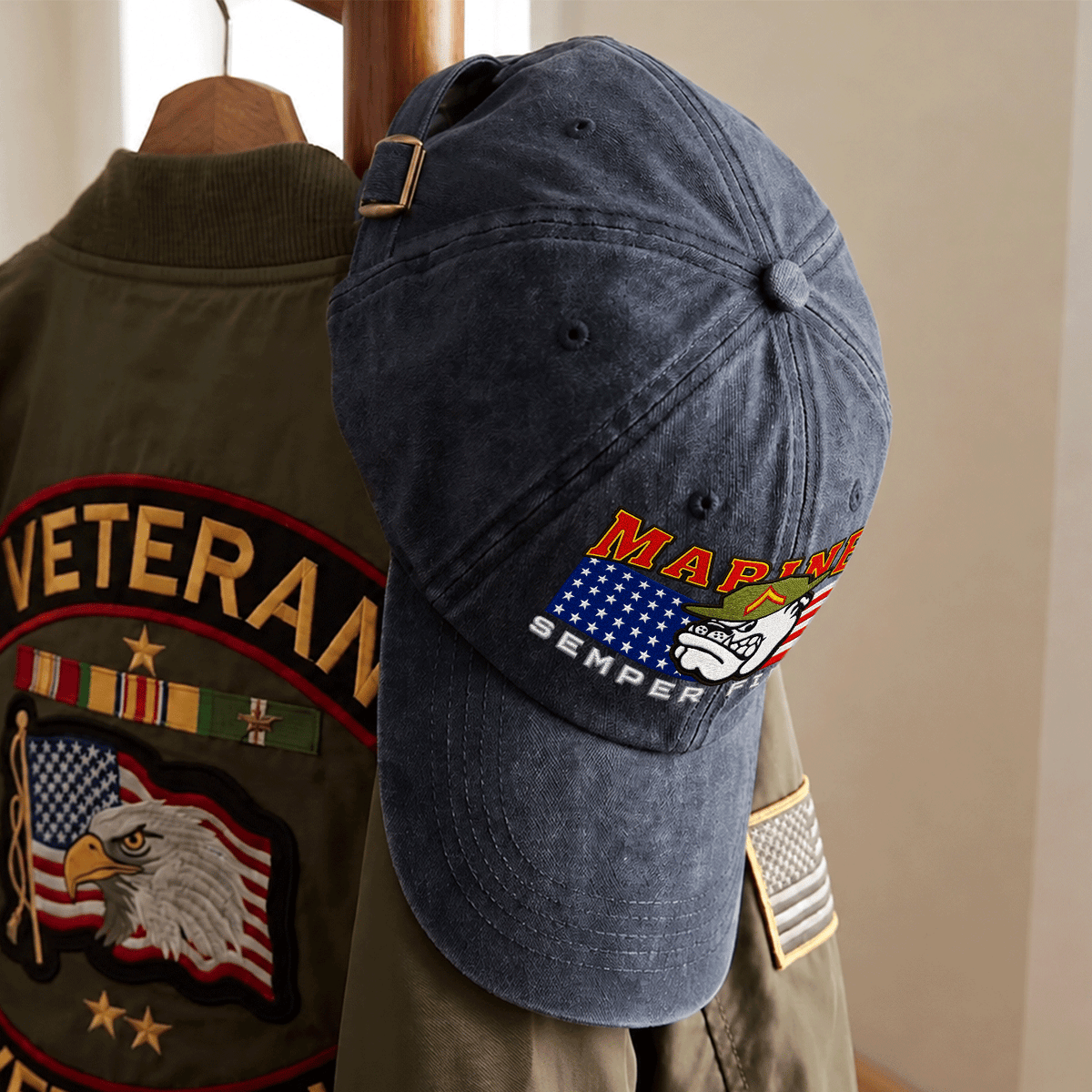 U.S. Marine Corps Embroidered Hat Custom Rank and Personalized Text
