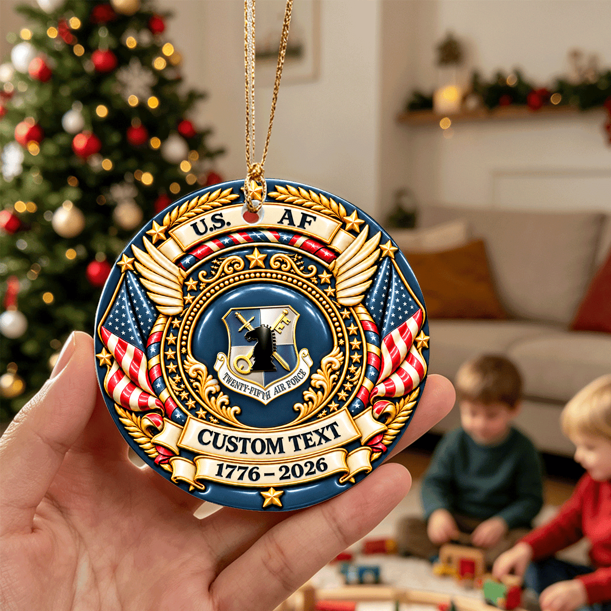 U.S. Air Force 3D Relief Ornament Custom Military Rank and Custom Text