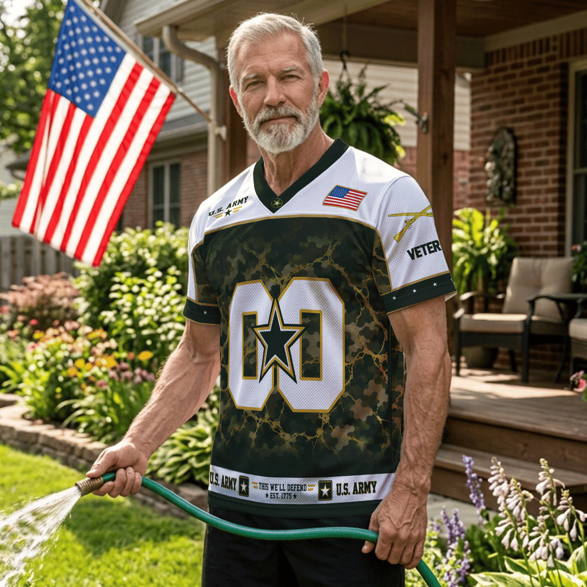 Personalized Army Jersey Custom Rank and Text Veteran Military Gift