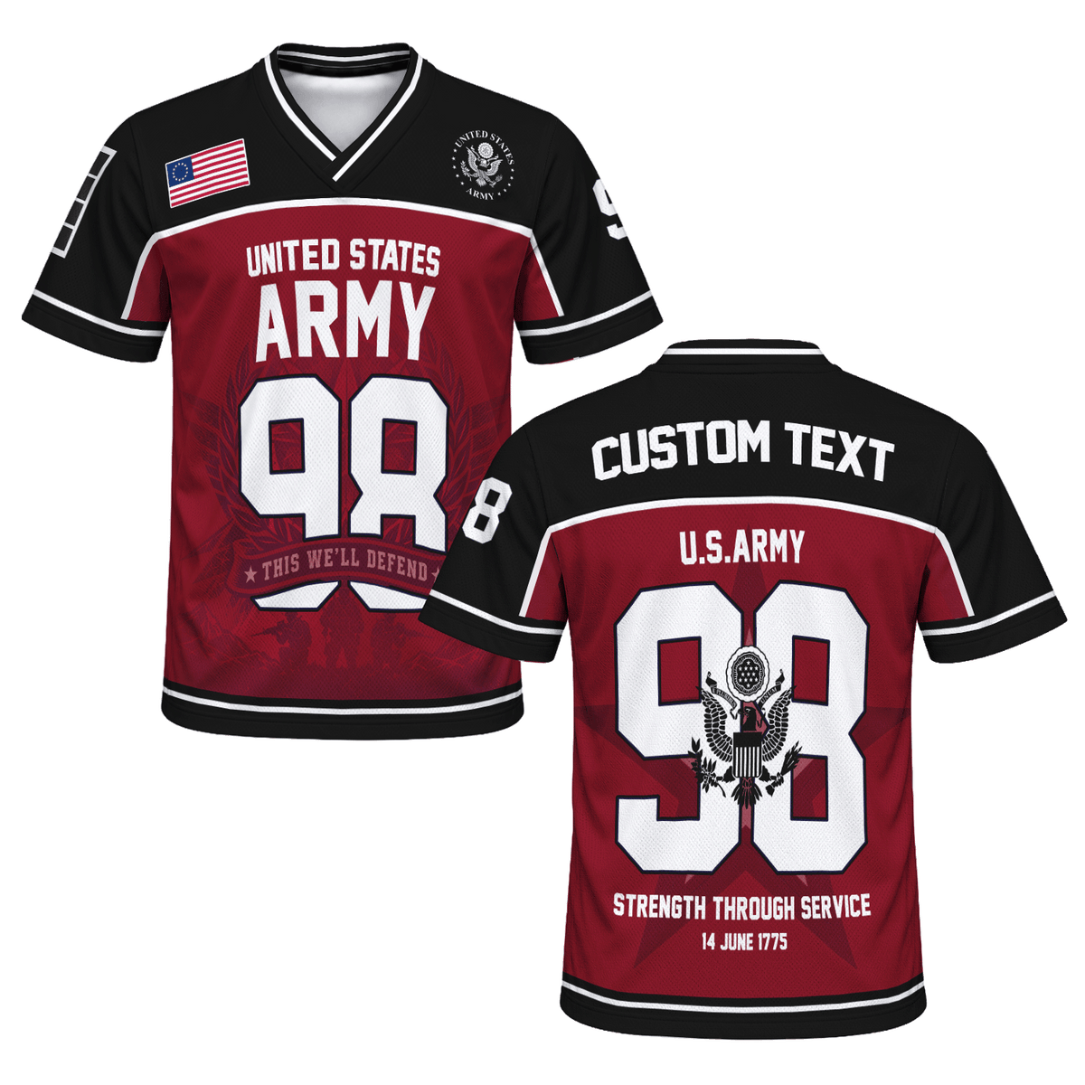 Custom U.S. Army Sports Shirt Personalized Rank Name and Military Text