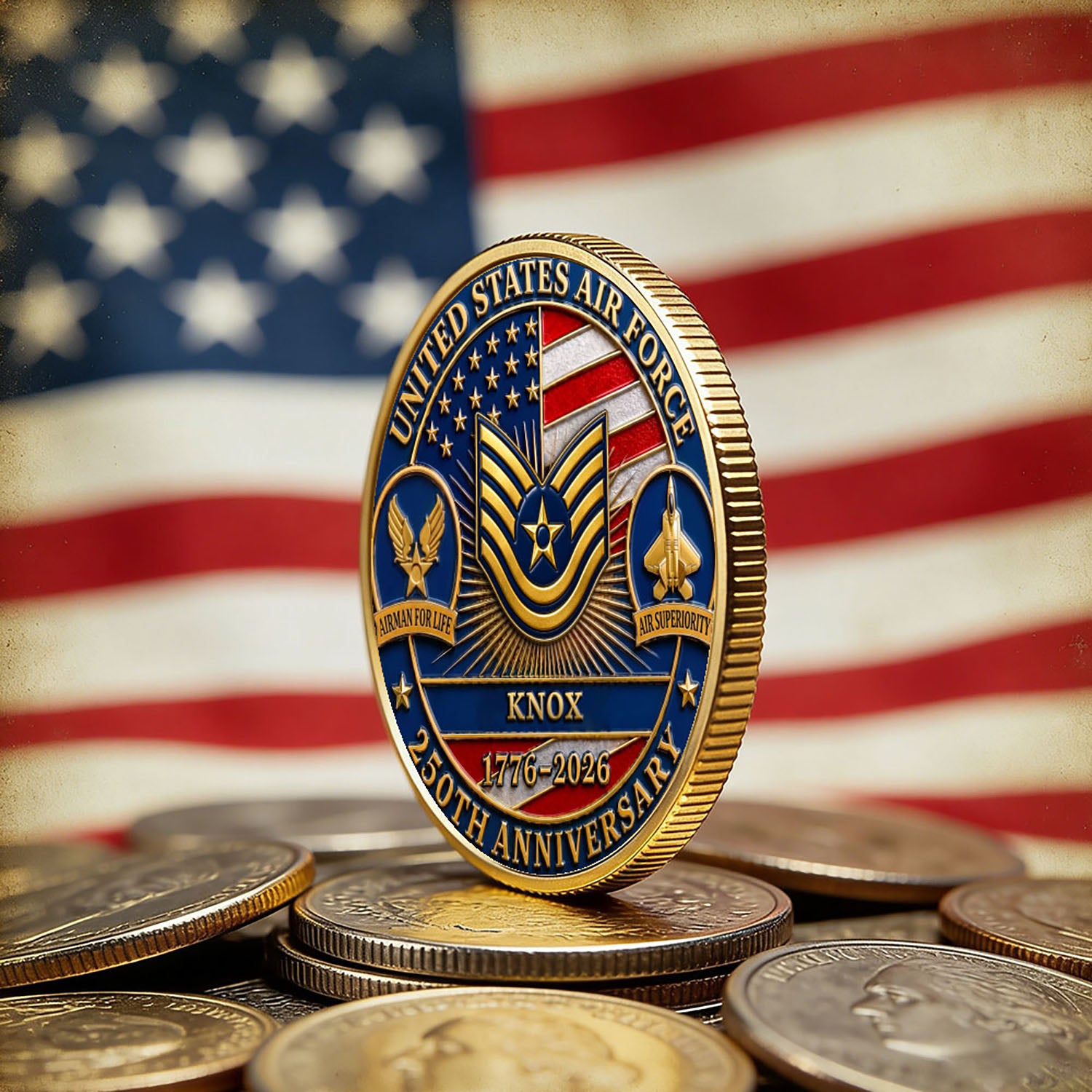 Personalized U.S. Air Force 250th Anniversary Challenge Coin