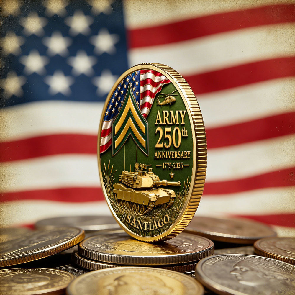 Personalized U.S.Army 250th Anniversary Tank Challenge Coin