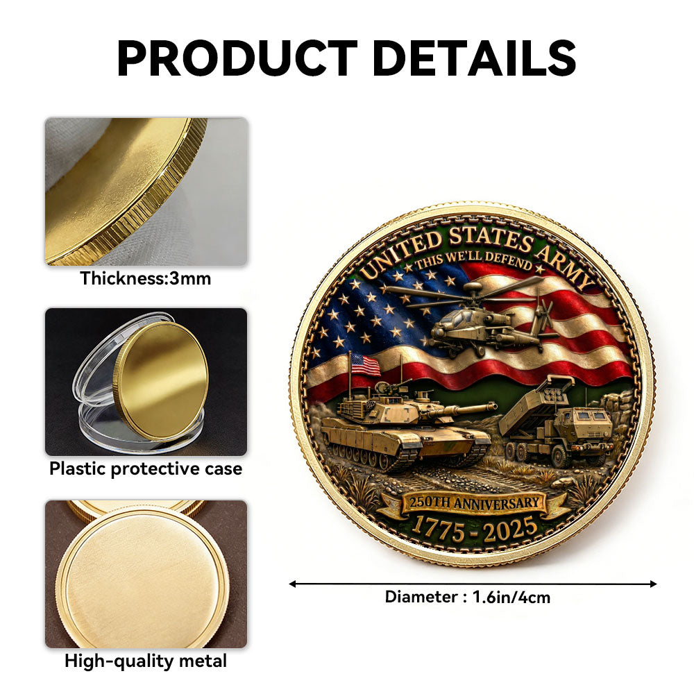 Personalized U.S.Army 250th Anniversary Tank Challenge Coin