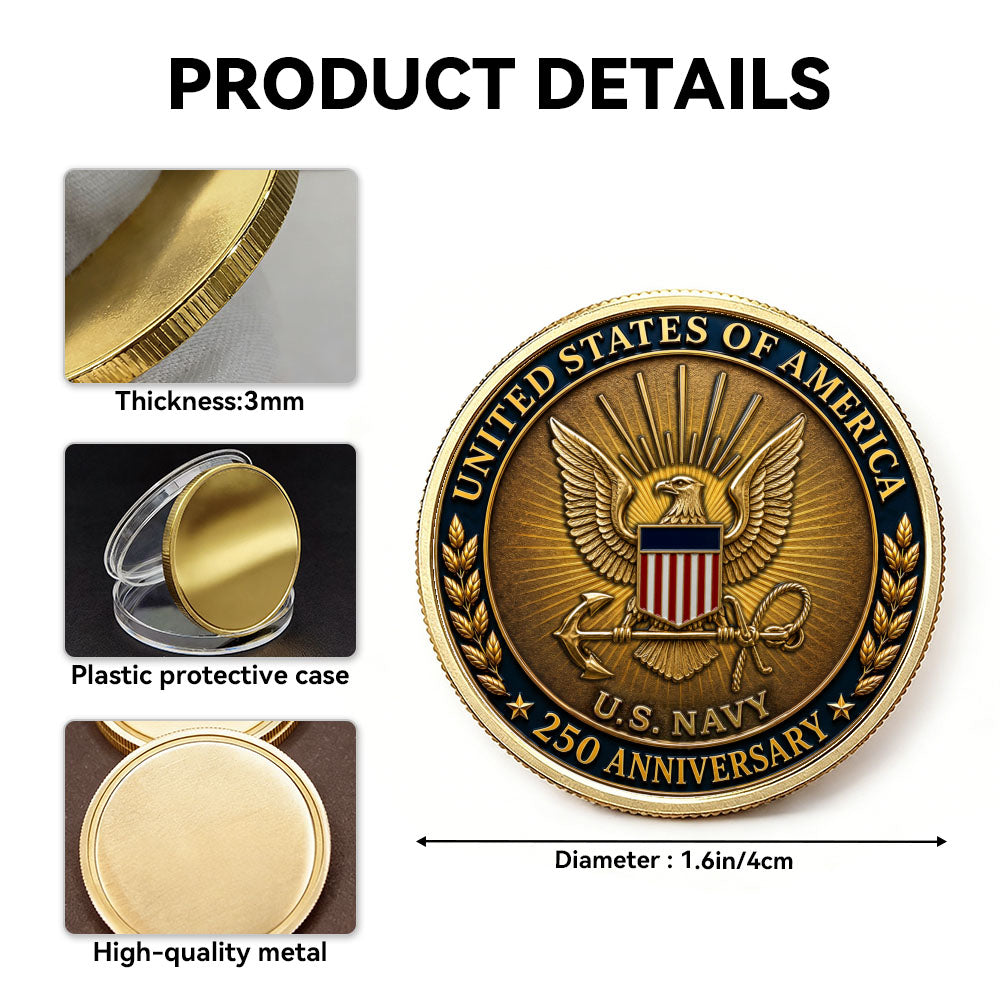 Custom Navy Veteran 250th Anniversary Coin