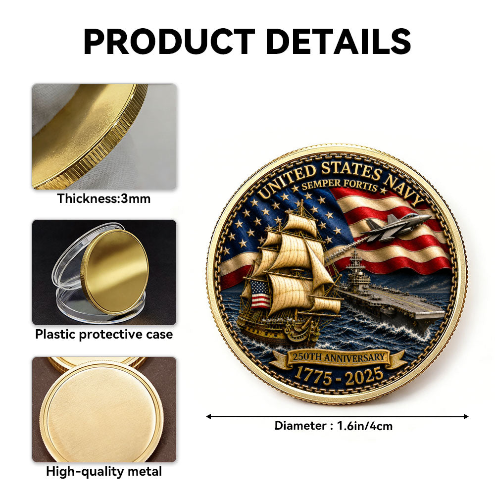 Personalized U.S.Navy 250th Anniversary Tank Challenge Coin