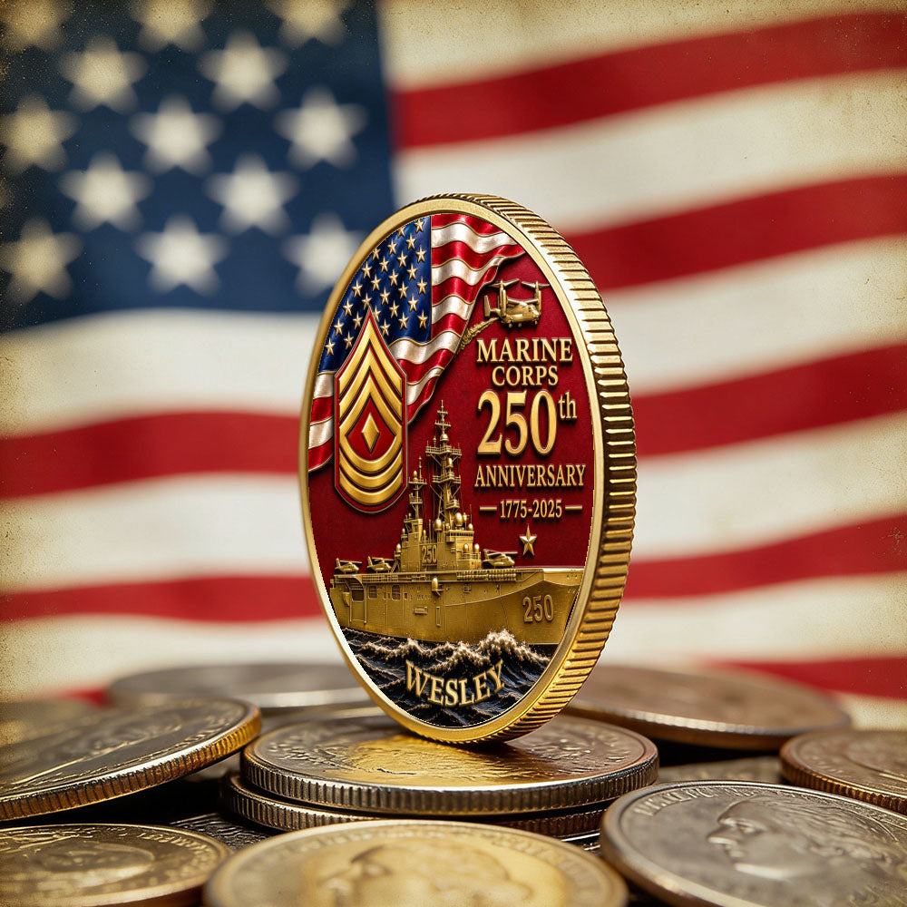 Personalized U.S. MARlNES 250th Anniversary Tank Challenge Coin