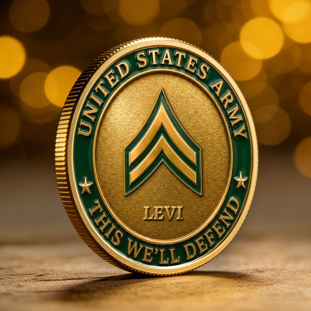 Personalized U.S. Army 250th Anniversary Rank Challenge Coin