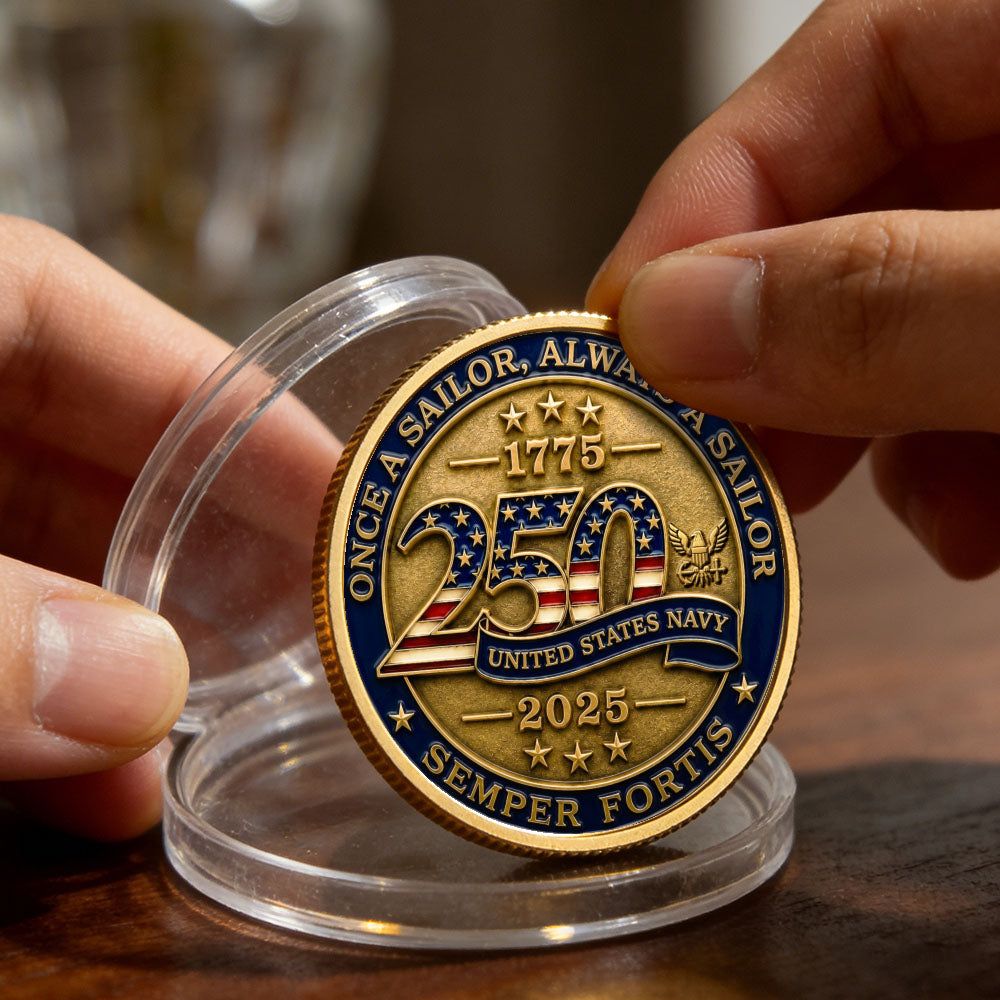 Personalized U.S. Navy 250th Anniversary Rank Challenge Coin