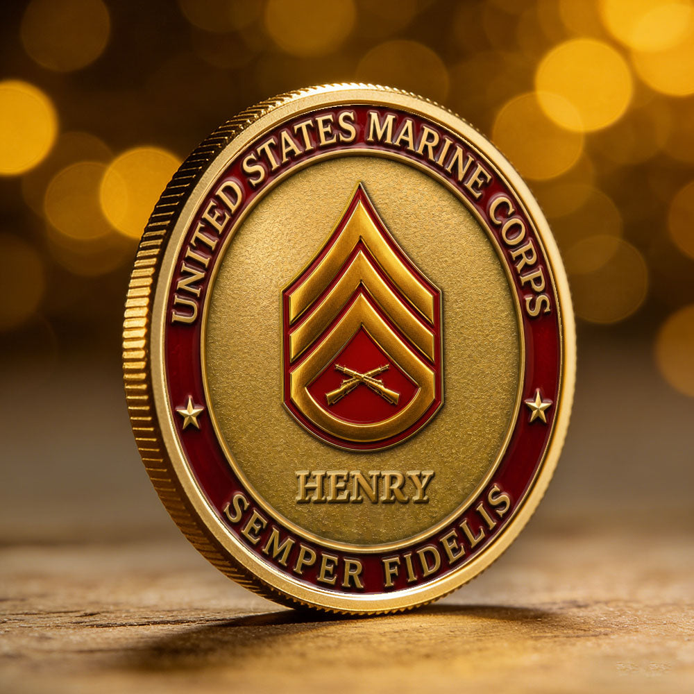 Personalized U.S. MARlNES 250th Anniversary Rank Challenge Coin
