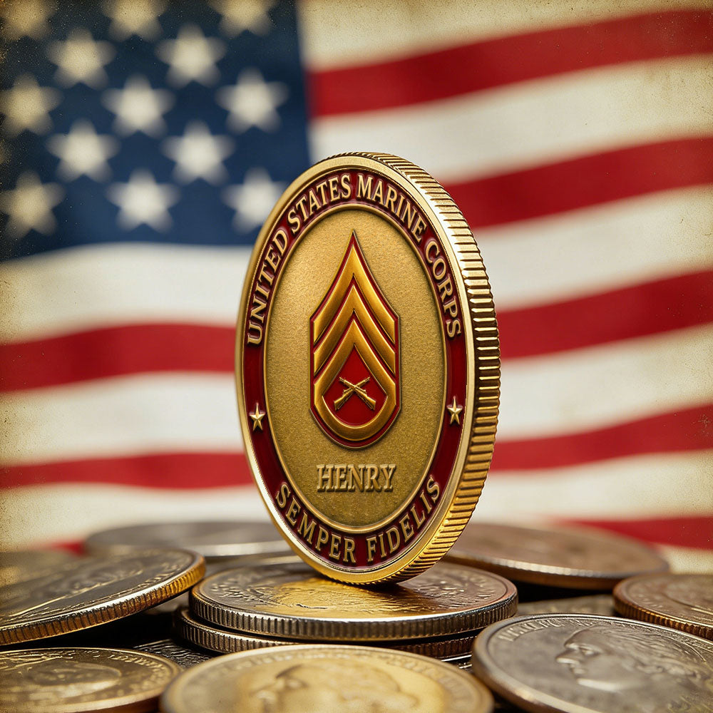 Personalized U.S. MARlNES 250th Anniversary Rank Challenge Coin