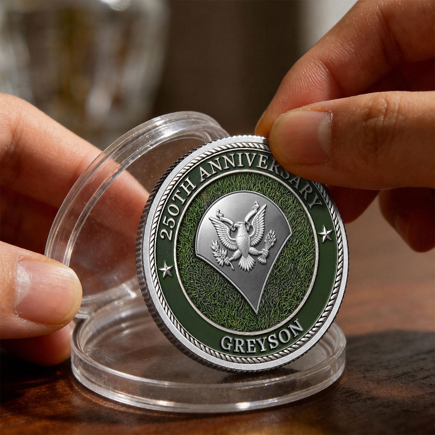Army 250th Anniversary Custom Rank Name 3D Challenge Coin Gift