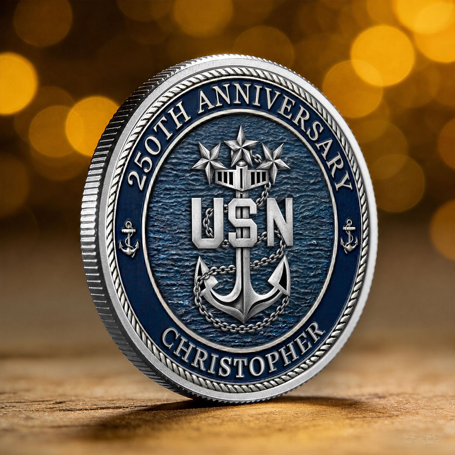US Navy Custom Rank 3D Challenge Coin Veteran Gift
