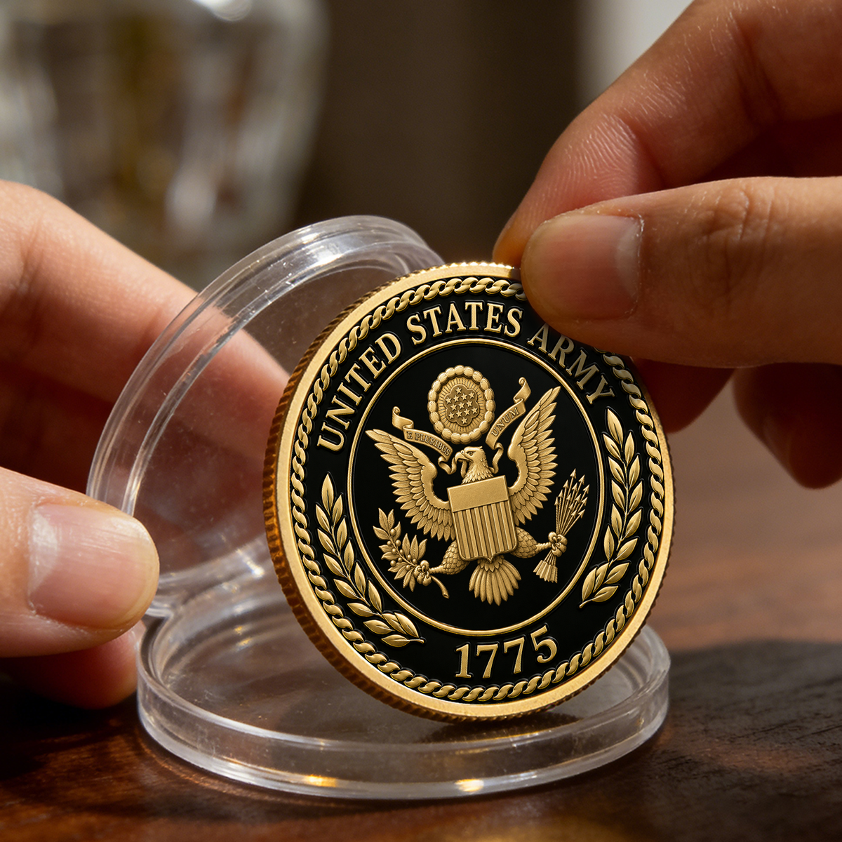 Army Veteran Rank Tribute Personalized 3D Challenge Coin