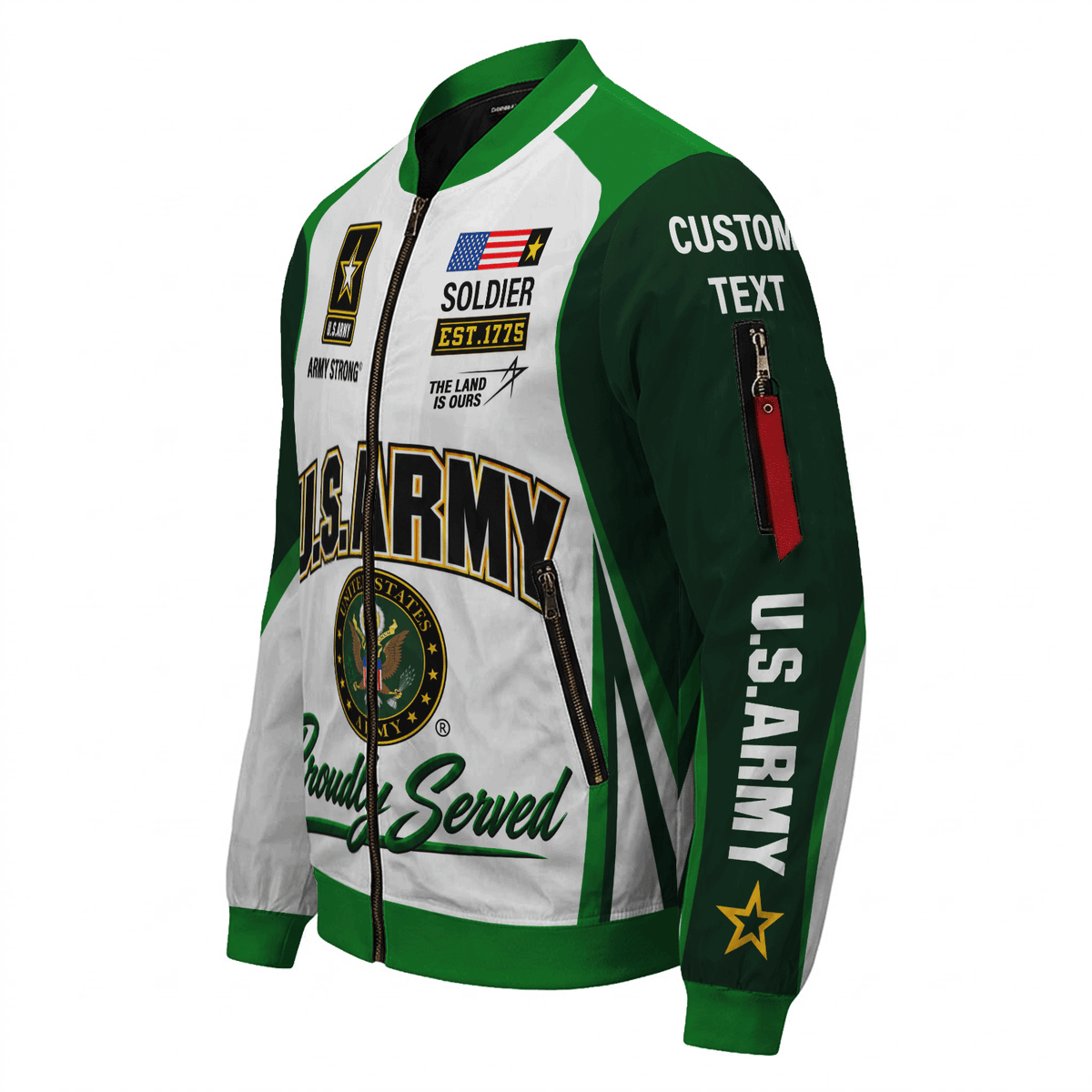 U.S. Army Veteran Jacket Personalized Rank Name All-Over Print Bomber