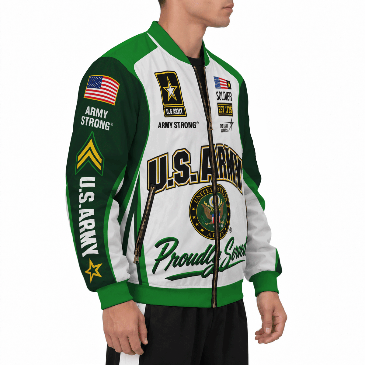 U.S. Army Veteran Jacket Personalized Rank Name All-Over Print Bomber