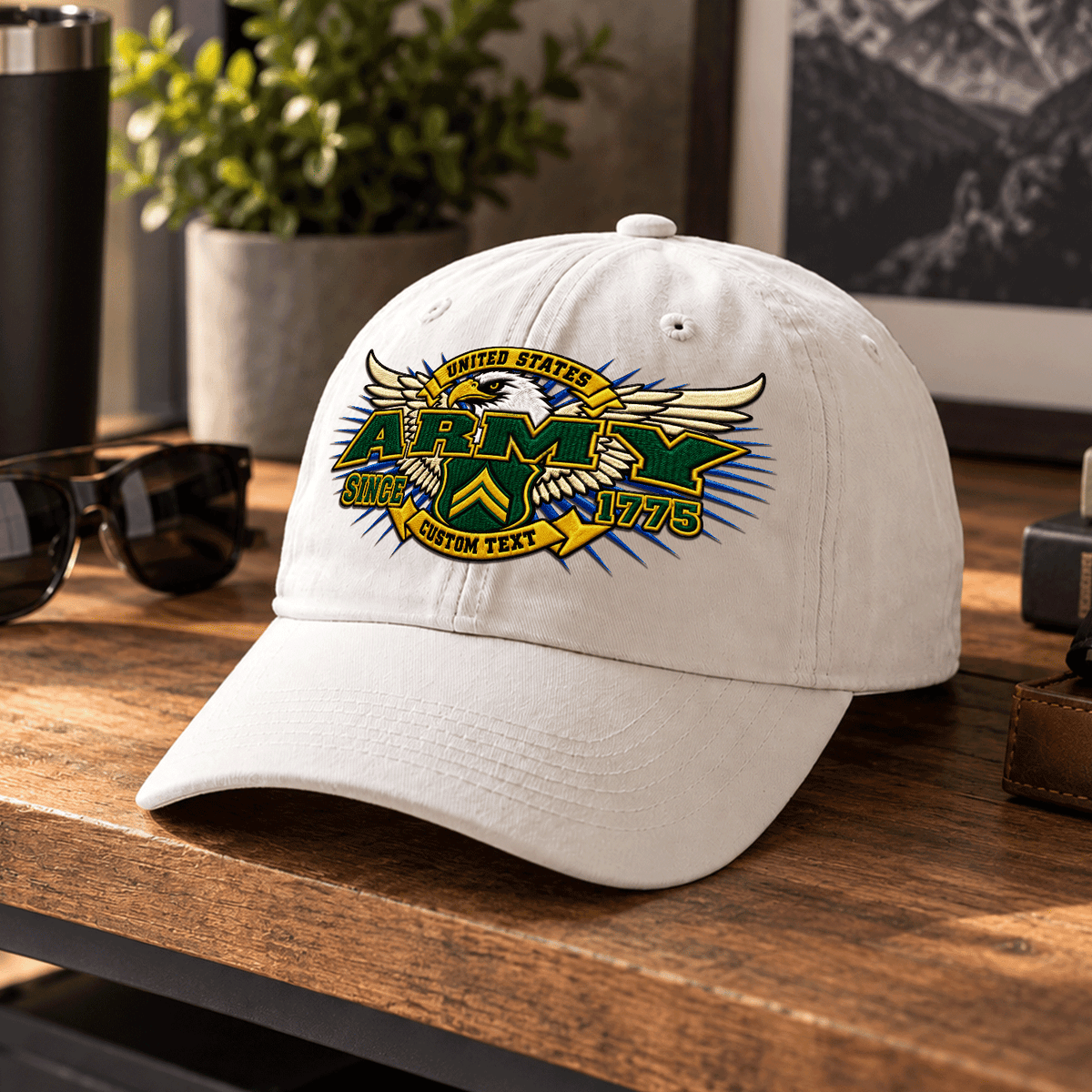 Personalized U.S. Army Cotton Cap Custom Rank and Text