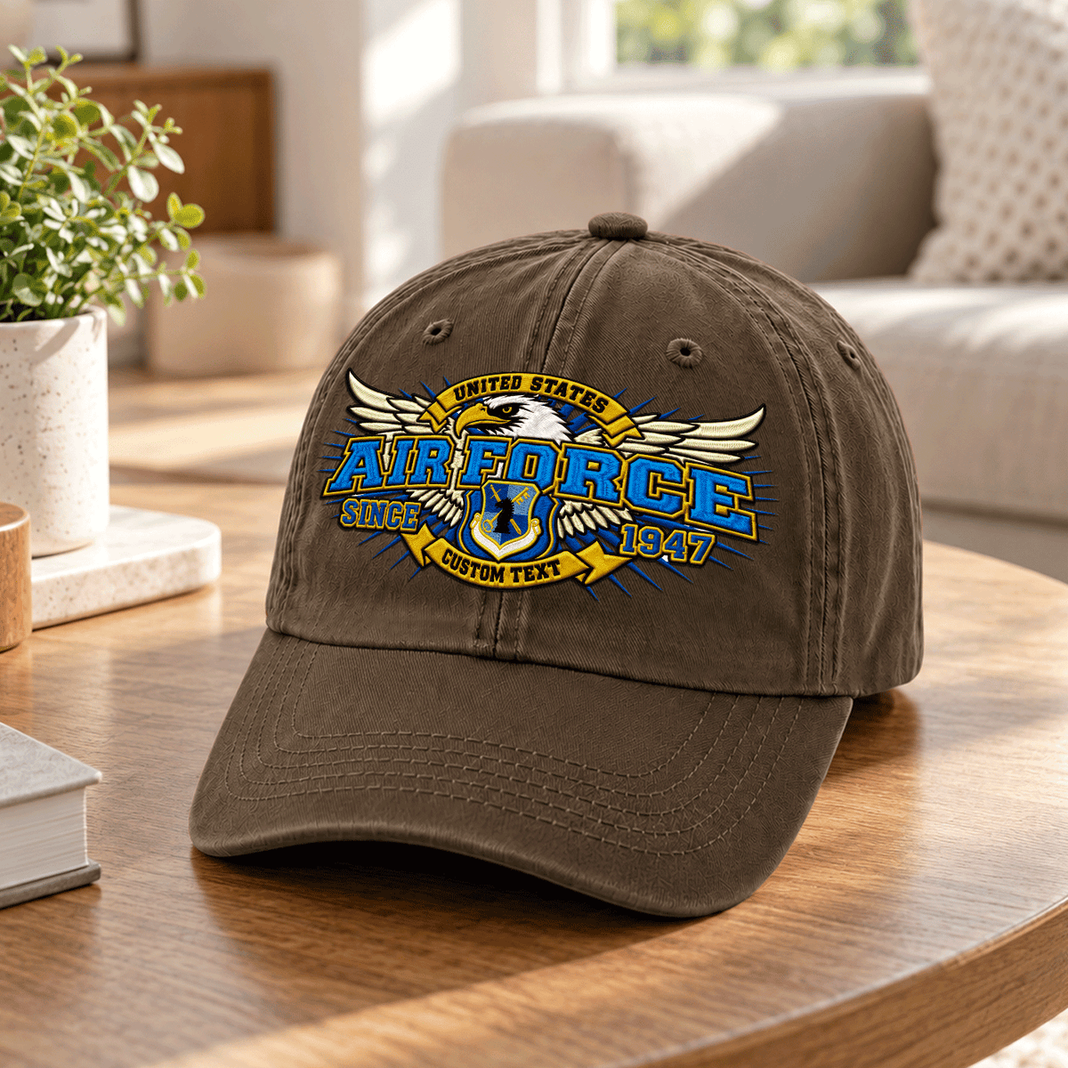 Custom Air Force Embroidered Cap Personalized Rank and Custom Text