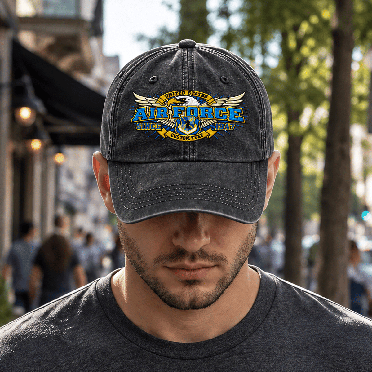 Custom Air Force Embroidered Cap Personalized Rank and Custom Text