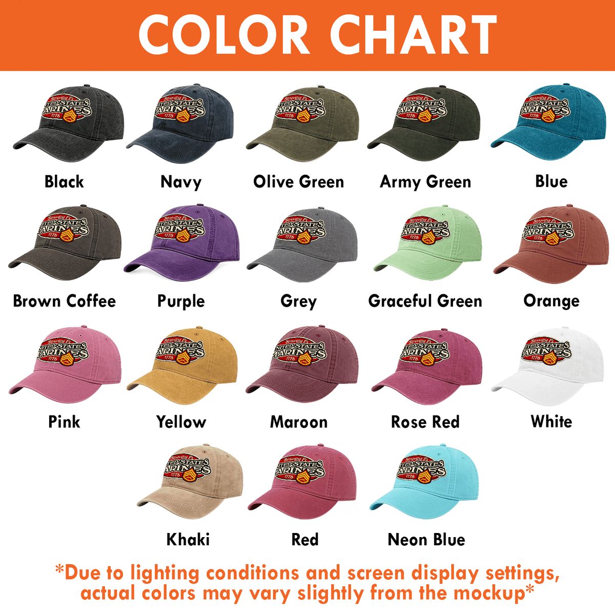 Custom Marine Veteran Washed Cap Personalized Military Rank and Text
