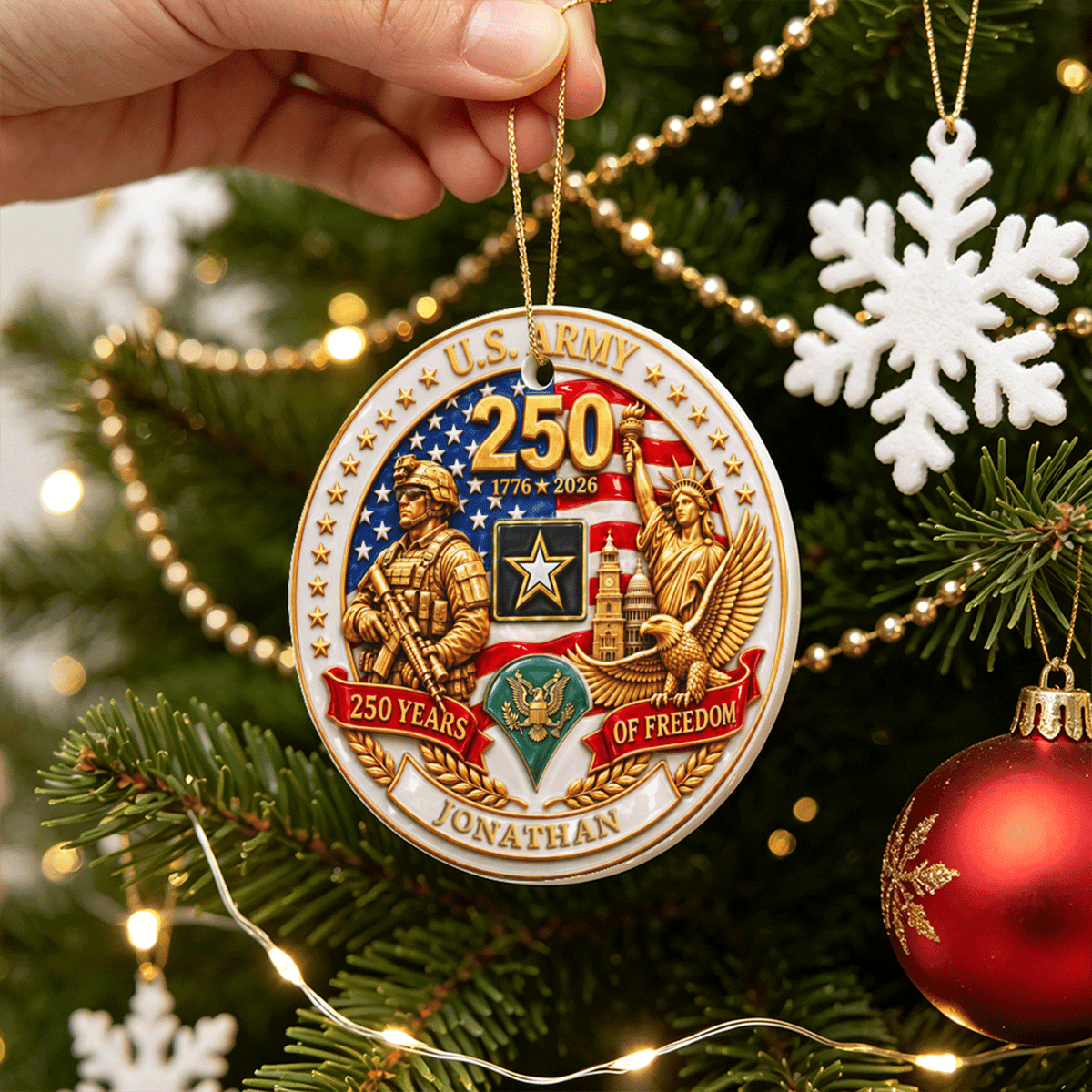 Personalized Navy Military Ceramic Ornament Custom Rank and Text