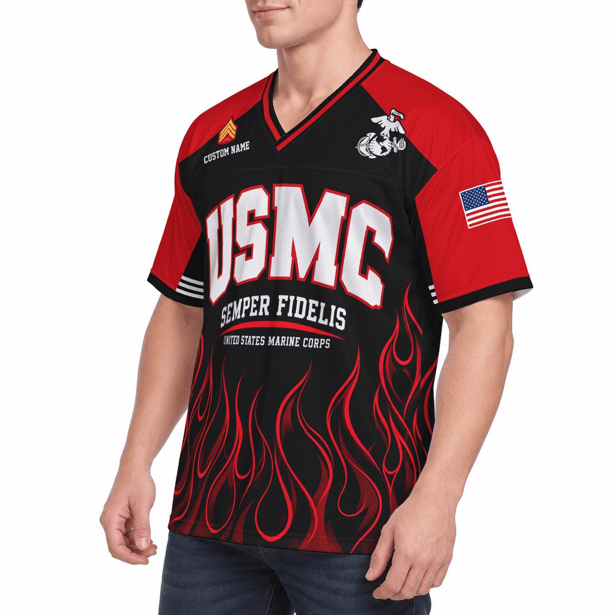 Custom USMC Jersey Personalized Military Rank Name Text and Number