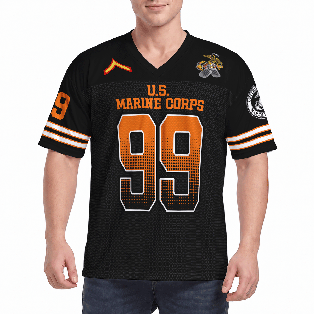 Custom USMC Sports Jersey Personalized Rank Text and Jersey Number
