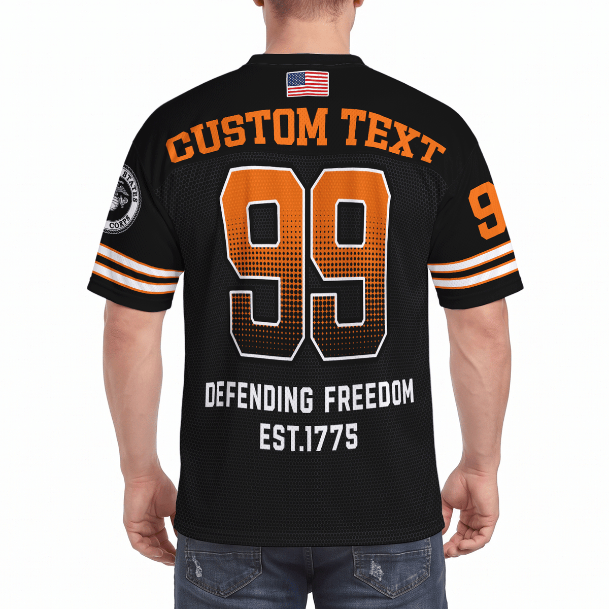 Custom USMC Sports Jersey Personalized Rank Text and Jersey Number