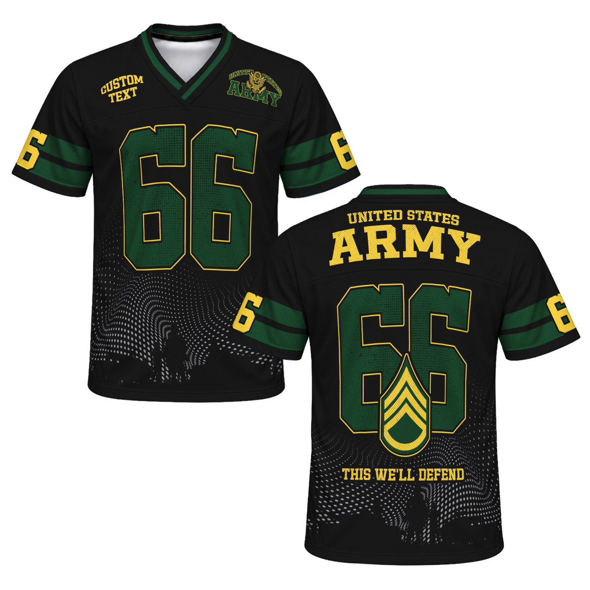 U.S. Army Personalized Sports Jersey Custom Rank Text Military Apparel