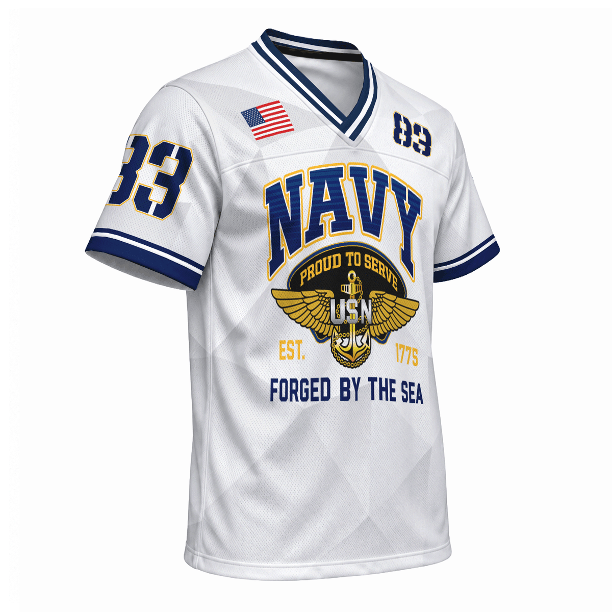 Custom Navy Veteran Sports Jersey Personalized Rank Number and Text