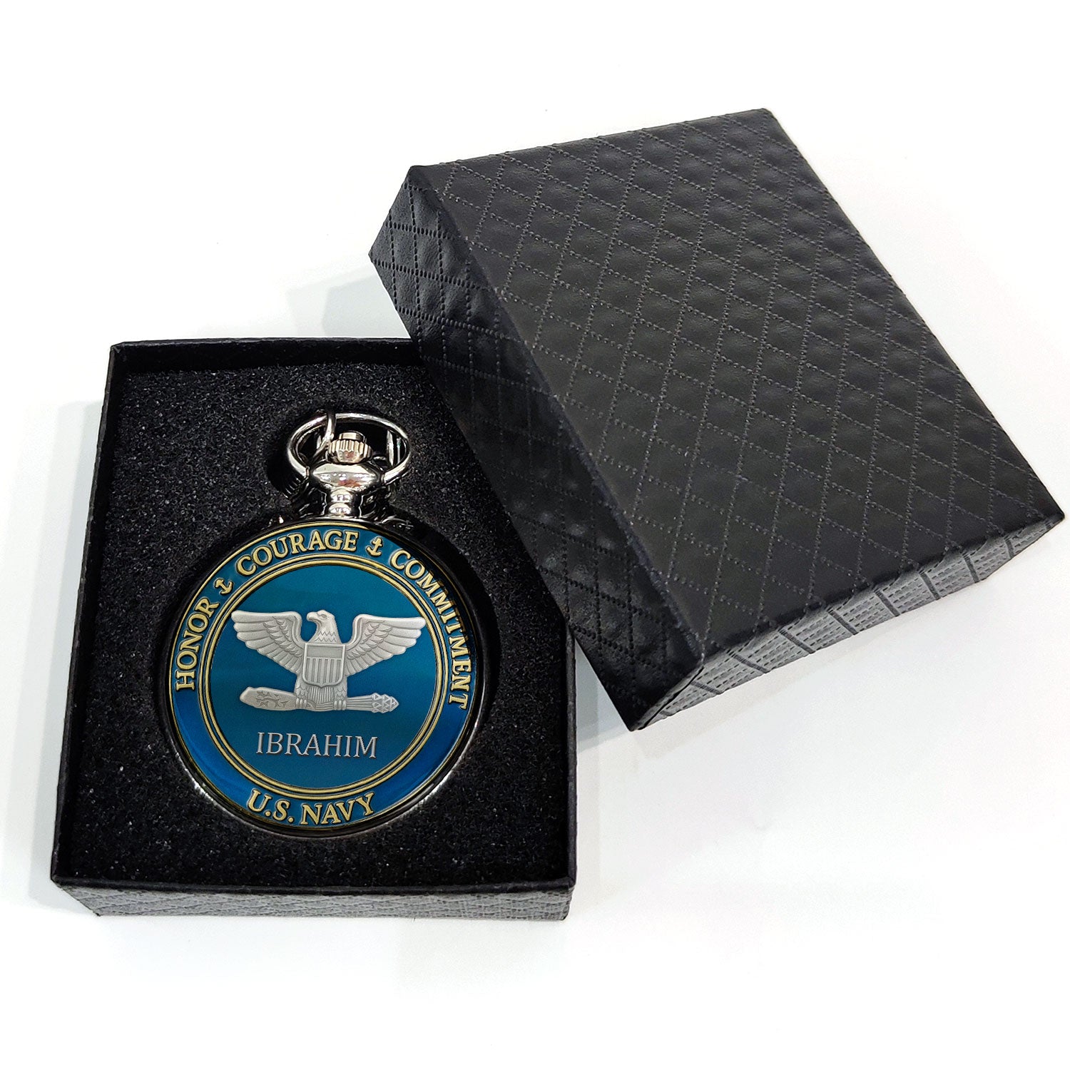 Personalized US Navy Core Values - Custom 3D Effect Printed Pocket Watch