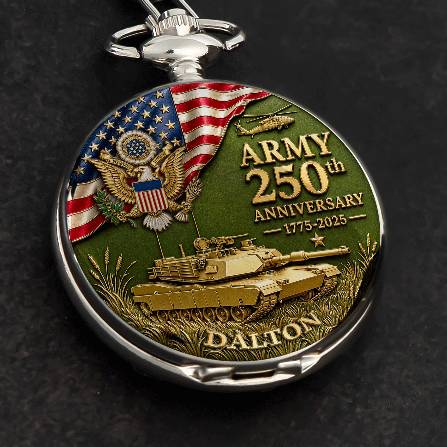 Army Veteran Personalized Pocket Watch 1776-2026 Gift
