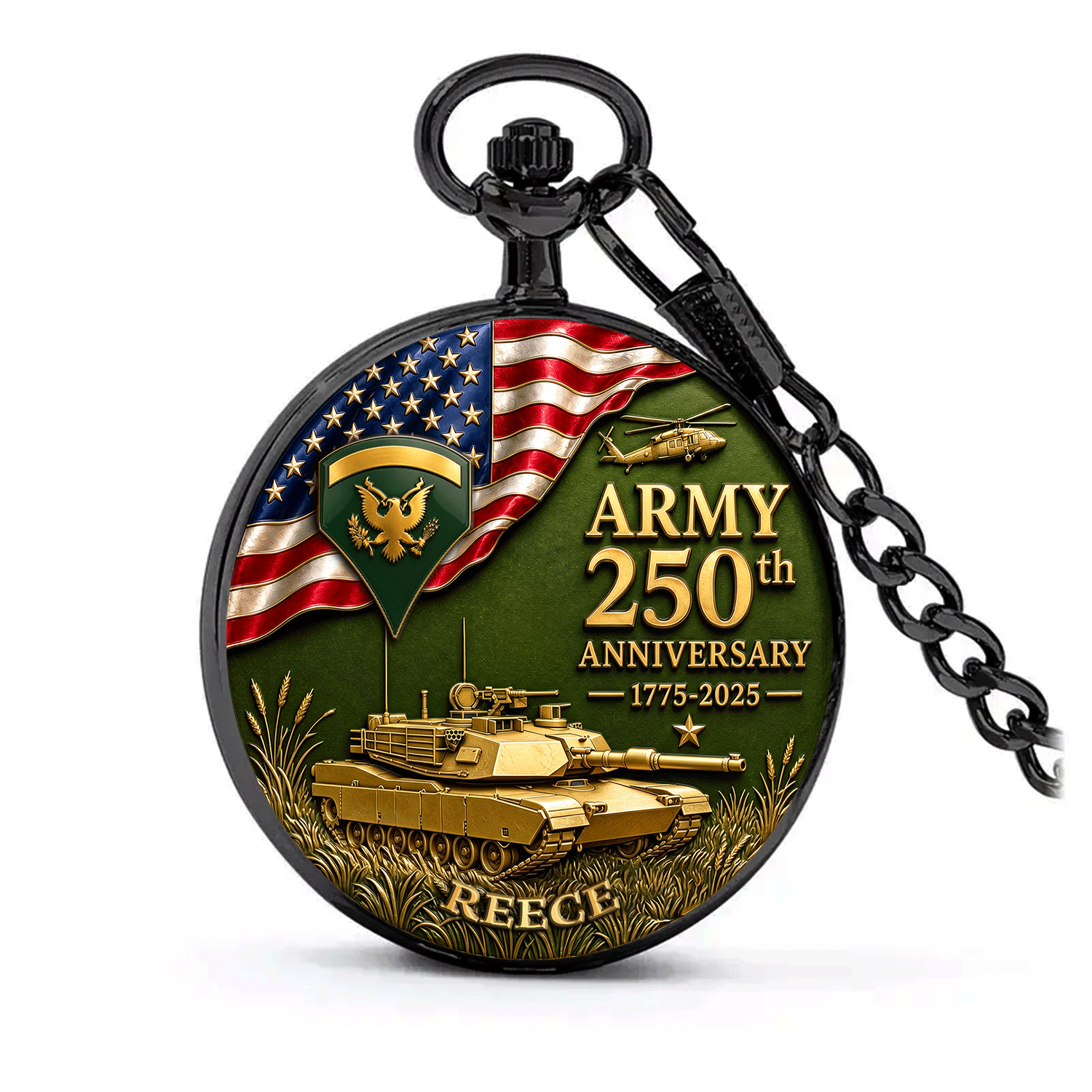 Army Veteran Personalized Pocket Watch 1776-2026 Gift