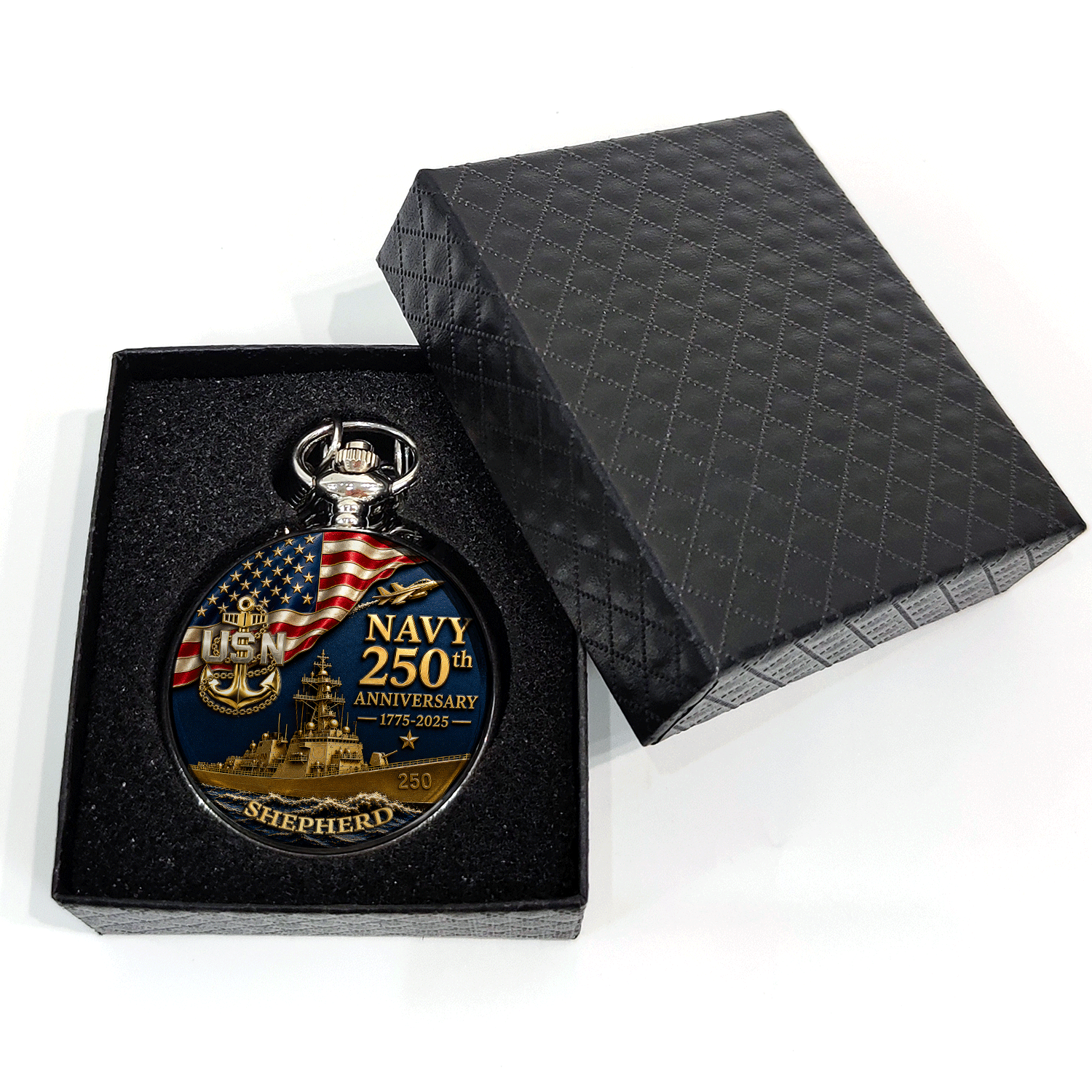Personalized US Navy Pocket Watch Military Promotion Gift