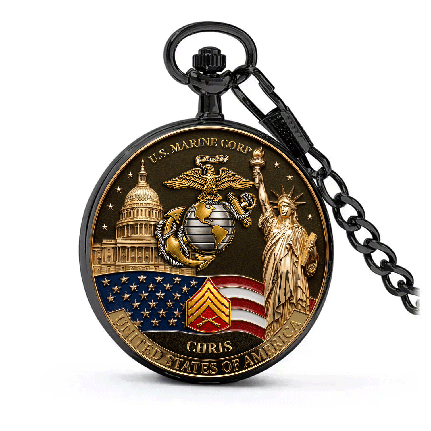 USMC Military Pocket Watch Veteran Appreciation Gift